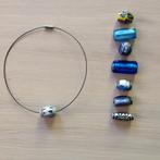 Halsketting ong. 42,5 cm - magneetsluiting - met 8 kralen, Ophalen of Verzenden, Nieuw, Blauw