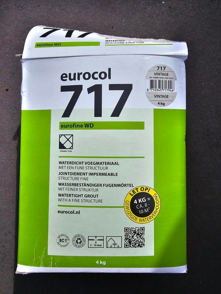 Eurocol 717 Voegmiddel Vintage - 4kg Waterdicht, Doe-het-zelf en Verbouw, Tegels, Nieuw, Overige typen, Overige materialen, Minder dan 20 cm