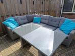 Loungeset met tafel - Wicker grijs, Ophalen, Gebruikt, 6 zitplaatsen, Loungeset