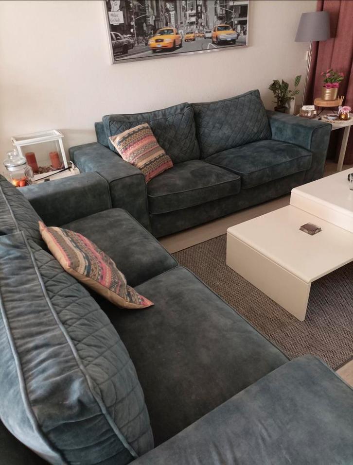 2x 2,5 zits Banken Urban Sofa blauw loungebank identiek, Huis en Inrichting, Banken | Bankstellen, Gebruikt, Rechte bank, Vierpersoons of meer