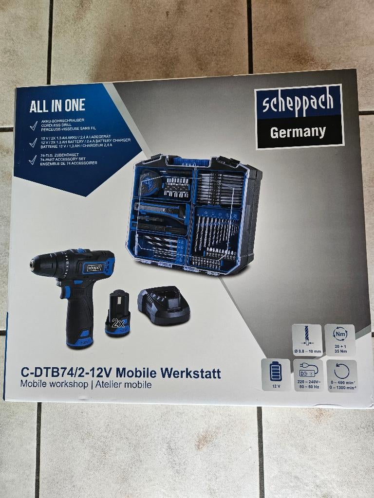 Scheppach accu boormachine NIEUW,,, 2x accu, Ophalen, Nieuw, Boor- en Schroefmachine, Variabele snelheid