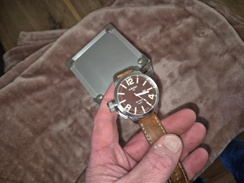 U-Boat B45-08 LIO46M Vintage Horloge 45mm Bruine Wijzerplaat, Ophalen of Verzenden, Gebruikt, Leer, Overige merken