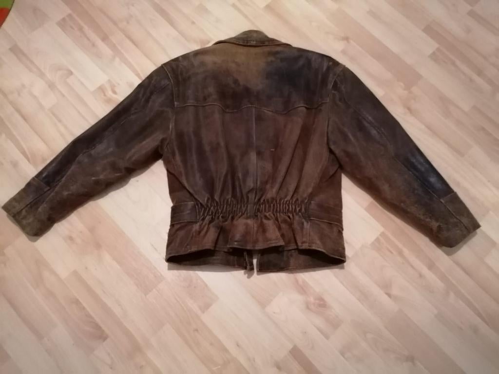 Vintage leren motorjas maat M (valt ruim), Heren, Ophalen of Verzenden, Tweedehands, Bella International