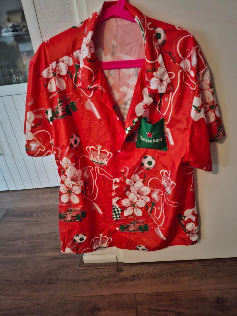 Koningsdag  Heineken oranje overhemd, Ophalen, Zo goed als nieuw, Maat 46/48 (XL) of groter, Oranje of Koningsdag