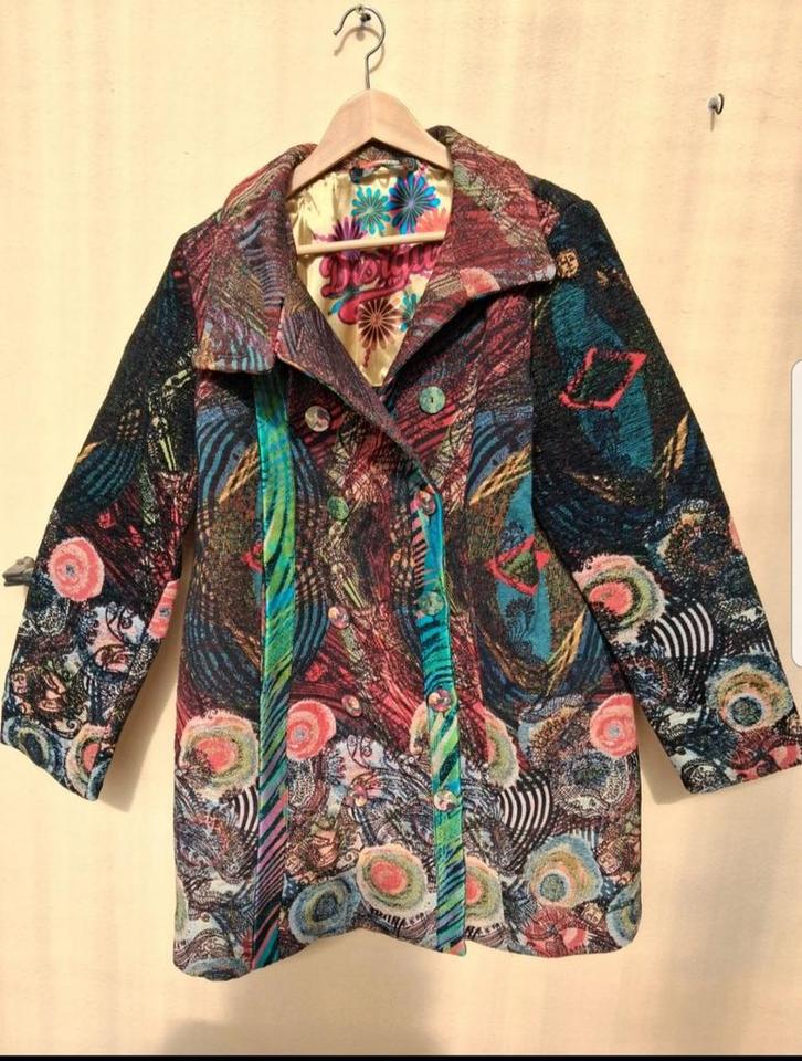 Desigual kleurrijke jas lente herfst winter 44, Kleding | Dames, Jassen | Winter, Zo goed als nieuw, Maat 42/44 (L), Overige kleuren