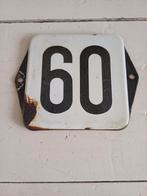Oud emaille huisnummer 60, Ophalen of Verzenden