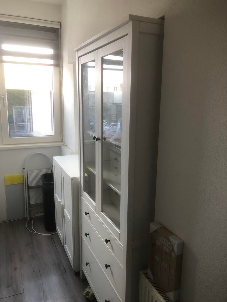 Ikea opbergcombinatie met glazen deuren en lades, Ophalen, 50 tot 100 cm, Met lade(s), 150 tot 200 cm