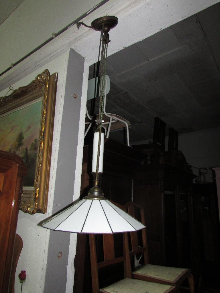 hang lamp in tiffany stijl lamp glas in lood contra gewicht, Ophalen of Verzenden, Minder dan 50 cm, Tiffany glas stijl, Glas