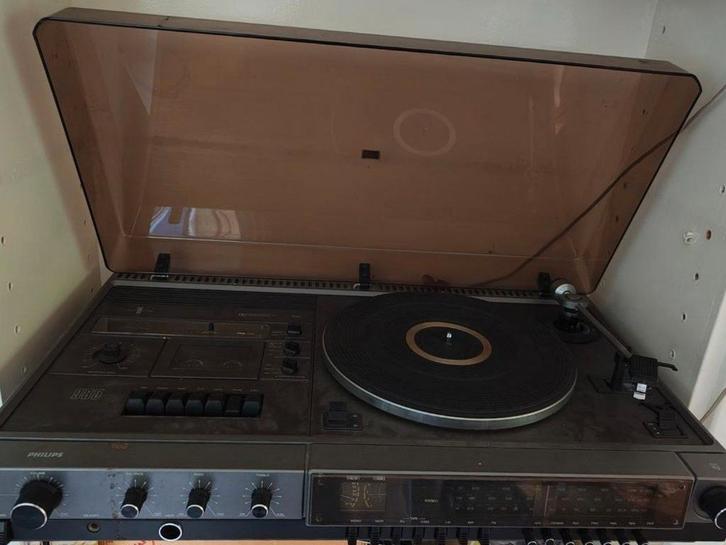 Platenspeler met Radio & Cassettedeck - Nieuwe Naald!, Audio, Tv en Foto, Platenspelers, Platenspeler, Philips, Ophalen of Verzenden
