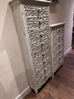 Set van 2 handgesneden houten ladekasten, Huis en Inrichting, Kasten | Schoenenkasten, Ophalen, Gebruikt