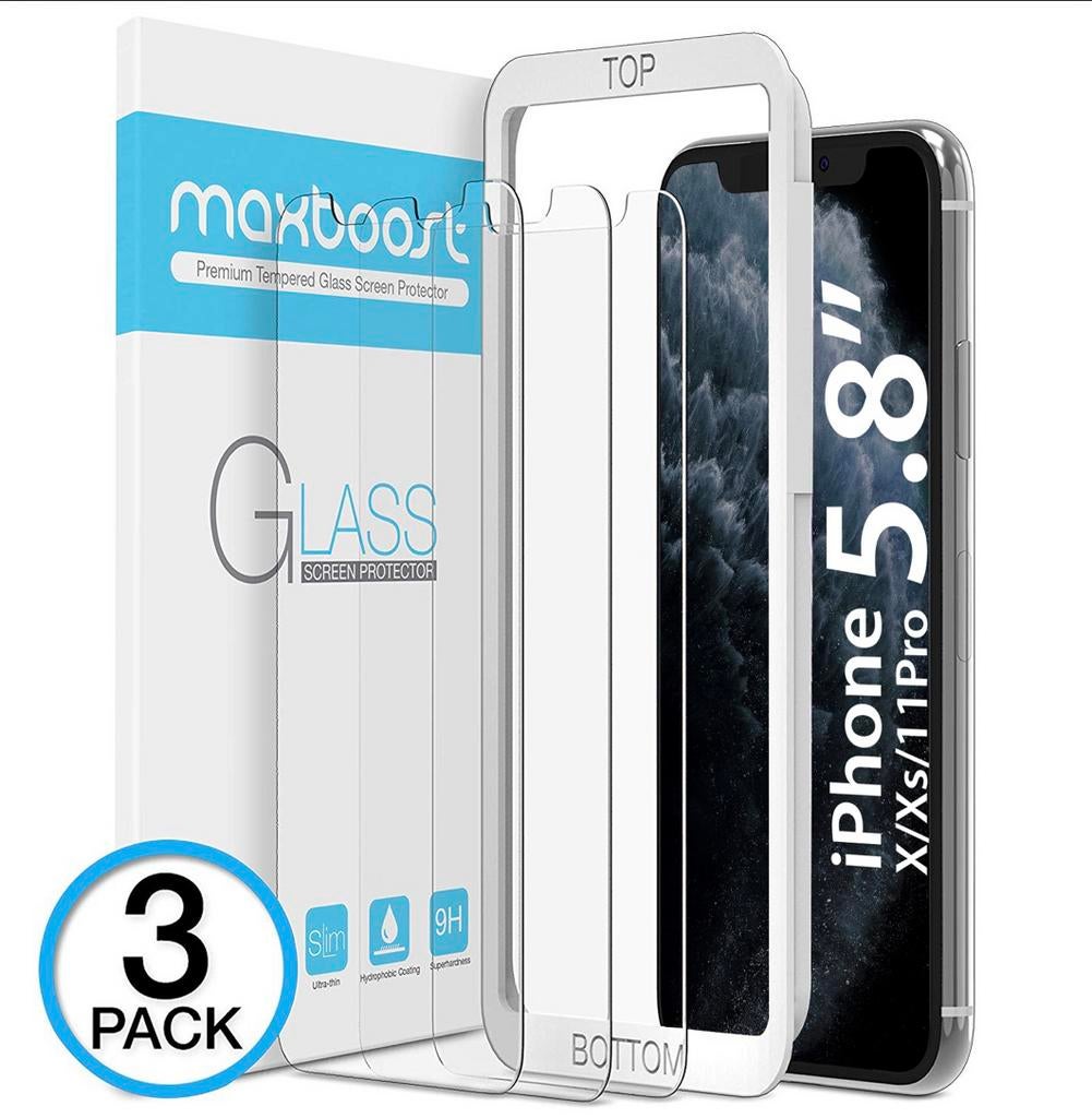 Maxboost SCREEN PROTECTOR – IPHONE X / XS / 11 PRO 3 Pack, Ophalen, Nieuw, IPhone X