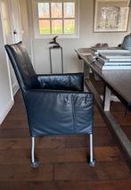 Leren buro-/ eetkamerstoel op wieltjes, Ophalen, Gebruikt, Zwart, Leer