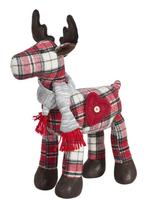 Moose / Rendier Kerstdecoratie Geblokt Rood-Wit Hoogte 37 cm, Ophalen of Verzenden, Nieuw