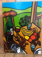 Schilderij Jacqueline Schäfer - Stilleven met fruit en wijn, Ophalen