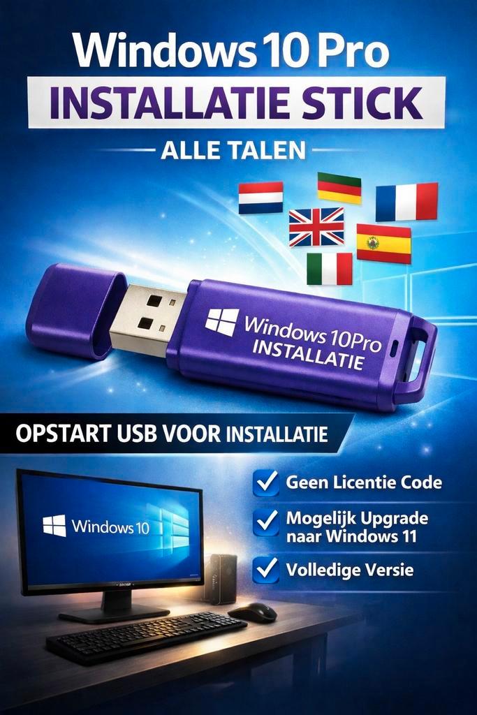 Windows 10 Pro Installatie USB Stick – Alle talen, Computers en Software, Besturingssoftware, Nieuw, Windows, Ophalen of Verzenden