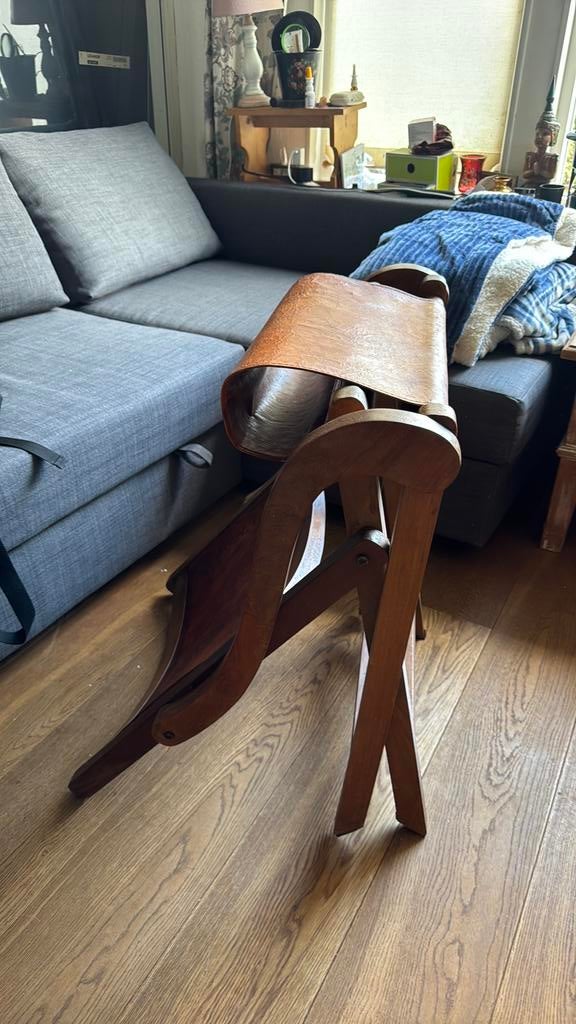 Lederen leren klapstoel regisseurs heren comfort stoel, Antiek en Kunst, Ophalen of Verzenden