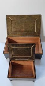 2 Antieke messing tabakskistjes., Ophalen of Verzenden
