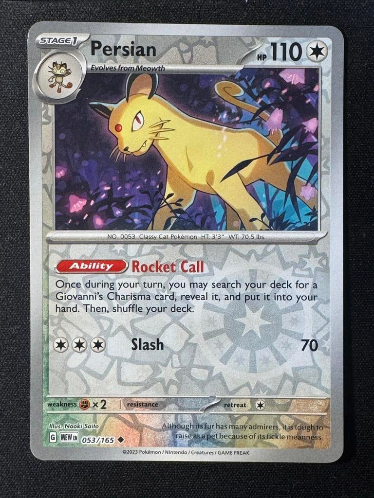 Pokémon kaart Persian 053/165, Ophalen of Verzenden, Nieuw, Losse kaart, Foil