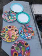 Kleurrijke borden set – tropisch design, Hobby en Vrije tijd, Feestartikelen, Ophalen of Verzenden, Nieuw, Versiering, Carnaval