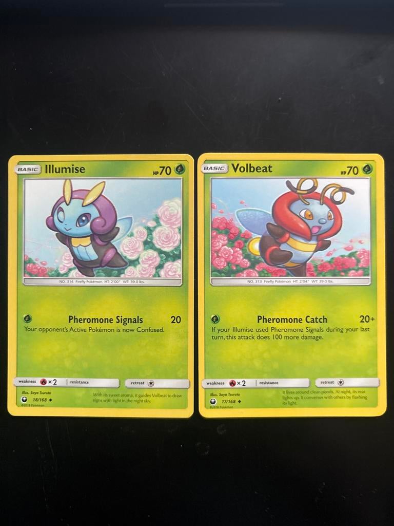 Celestial Storm - Pokémon Kaarten: Illumise & Volbeat, Ophalen of Verzenden, Gebruikt, Meerdere kaarten