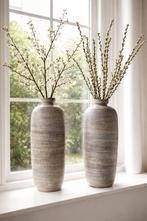 Set van 2 grote decoratieve vazen, grijs/bruin, Ophalen, Overige materialen, Overige kleuren, Zo goed als nieuw