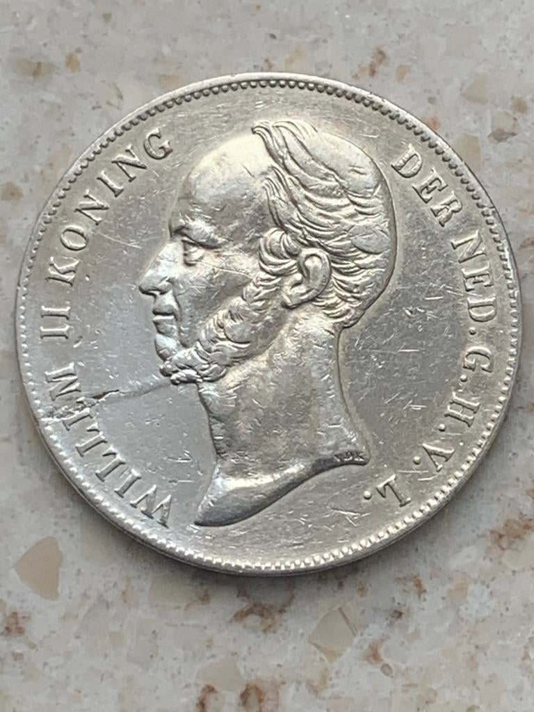 Zilveren rijksdaalder 1848 willem 2, Postzegels en Munten, Munten | Nederland, Ophalen of Verzenden, Koning Willem II, 2½ gulden