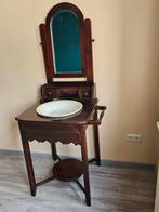 Antieke kaptafel met porseleinen wasbak en spiegel, Ophalen