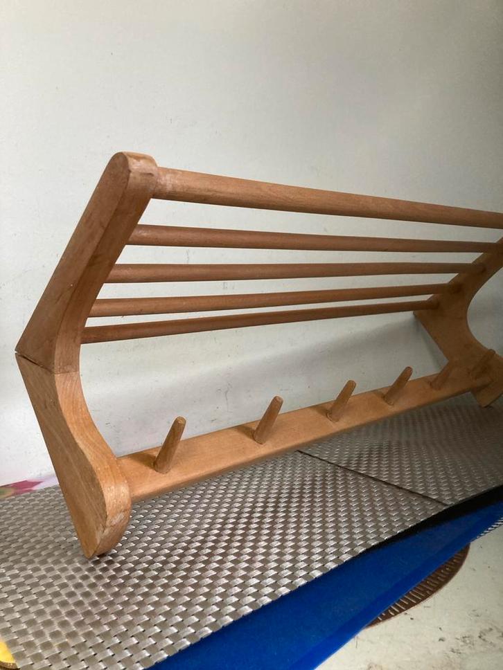 Mid-century beukenhouten kapstok - 65x18 cm, Huis en Inrichting, Woonaccessoires | Kapstokken, Gebruikt, Wandkapstok, Minder dan 100 cm