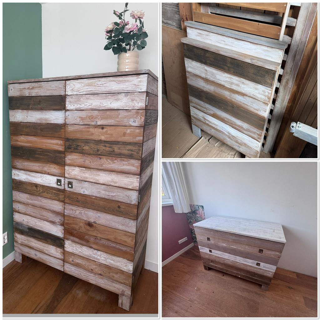 Babykamer sloophout design. Kast, commode, ledikant, Ophalen, Zo goed als nieuw, Jongetje of Meisje