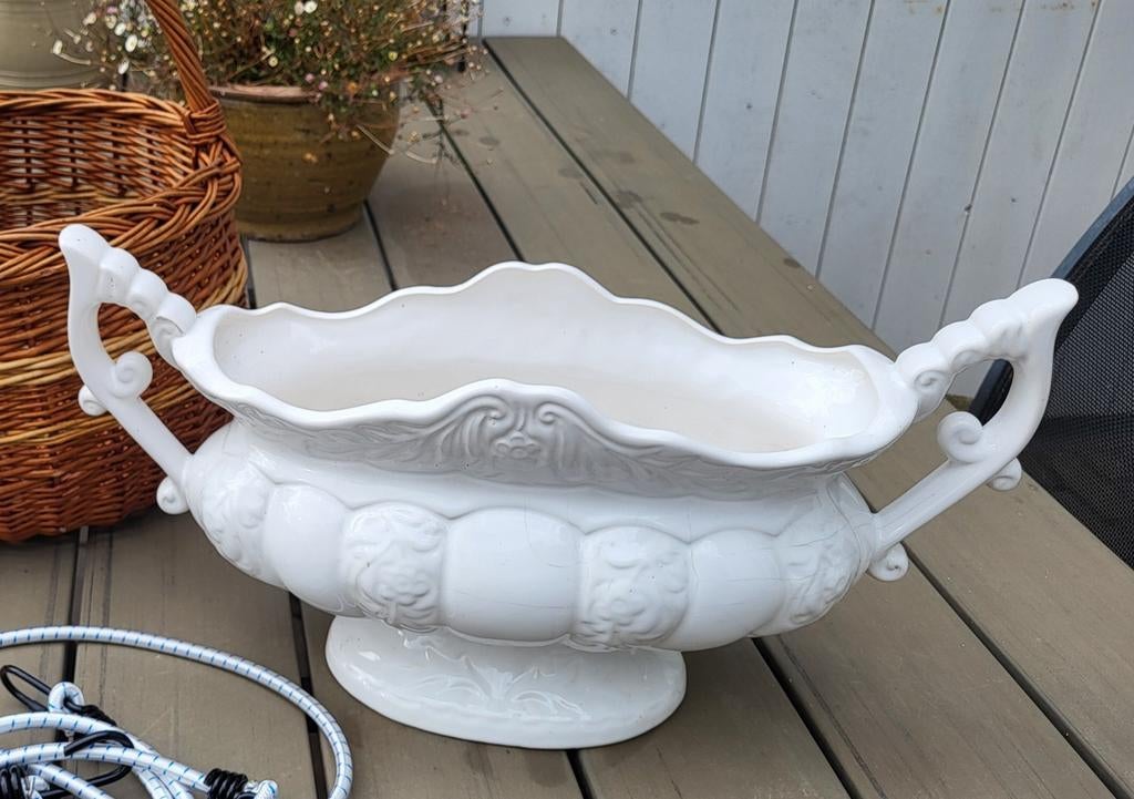 Decoratieve Witte Keramische Bloempot/Plantenschaal, Ophalen