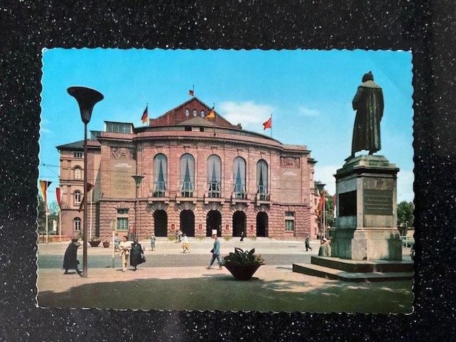 Stadstheater en beeld Johannes Gutenberg Mainz, Ophalen of Verzenden, 1960 tot 1980, Ongelopen, Duitsland