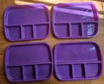 4 Paarse Plastic (Kunstof) Bordjes Met Vakjes, Ophalen of Verzenden, Overige typen