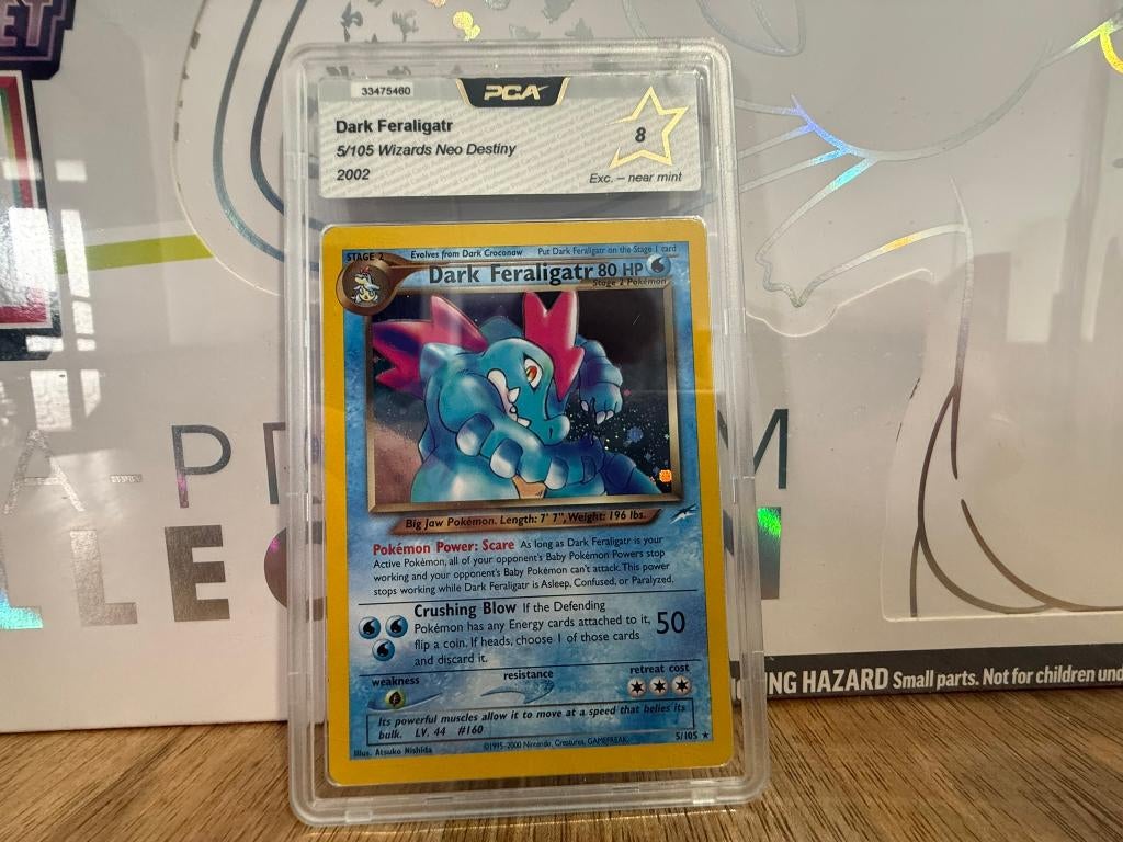 Pokemon Dark Feraligatr 5/105 NEO DESTINY GRADED 8 EXC/NM!, Ophalen of Verzenden, Nieuw, Losse kaart, Foil