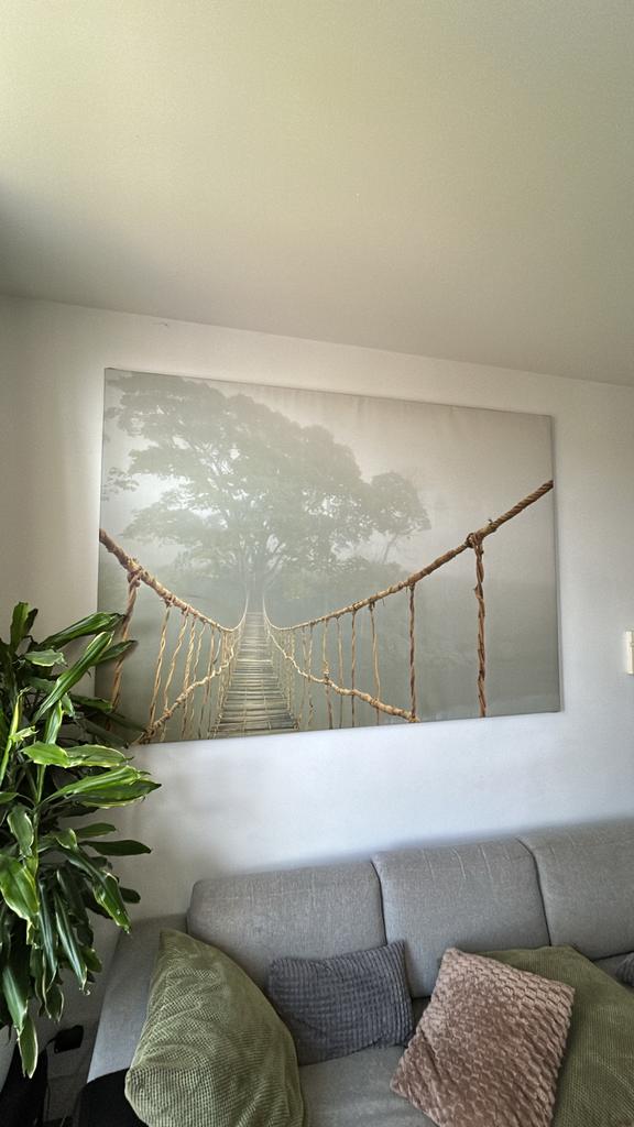 Canvas schilderij brug in mist 200x140, Huis en Inrichting, Woonaccessoires | Schilderijen, Tekeningen en Foto's, Ophalen, Gebruikt