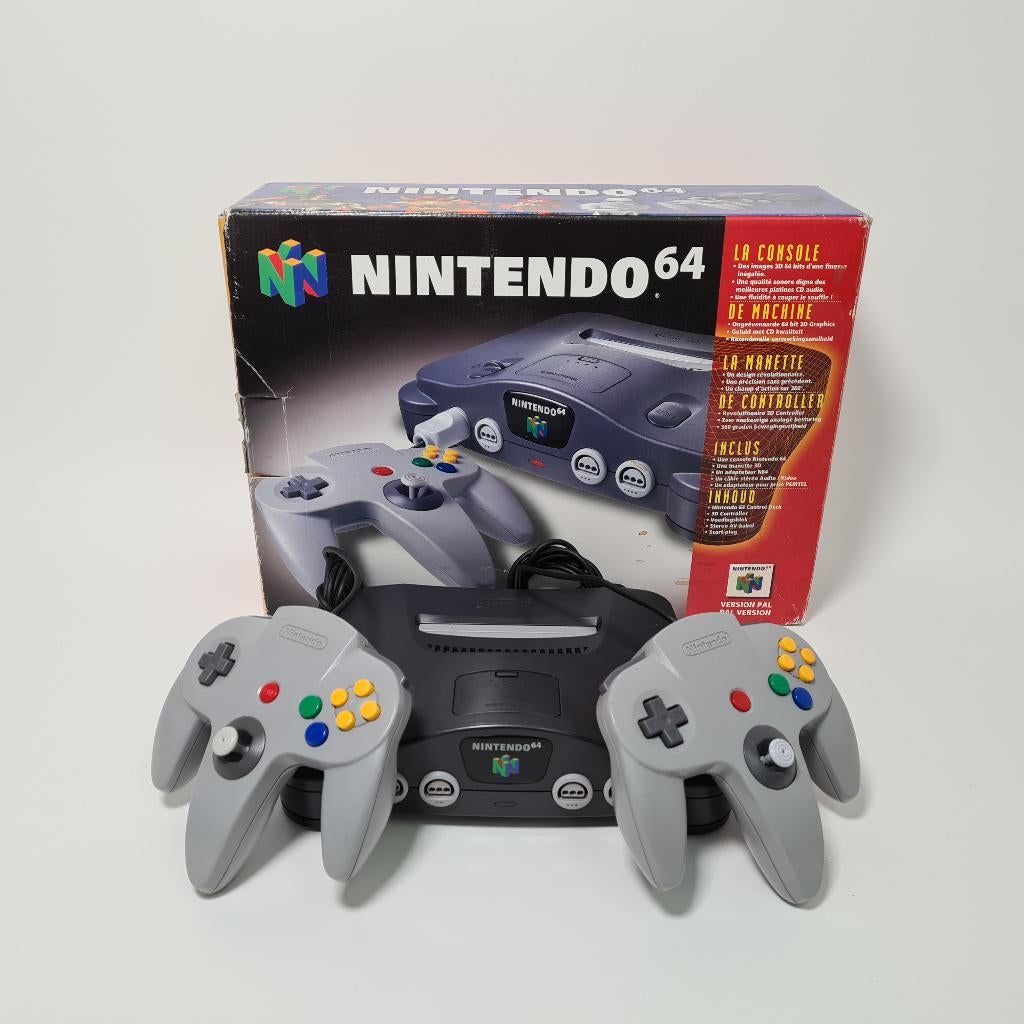 Nintendo 64 N64 | 2 Originele Controllers | Compleet in doos, Spelcomputers en Games, Spelcomputers | Nintendo 64, Gebruikt, Met 2 controllers