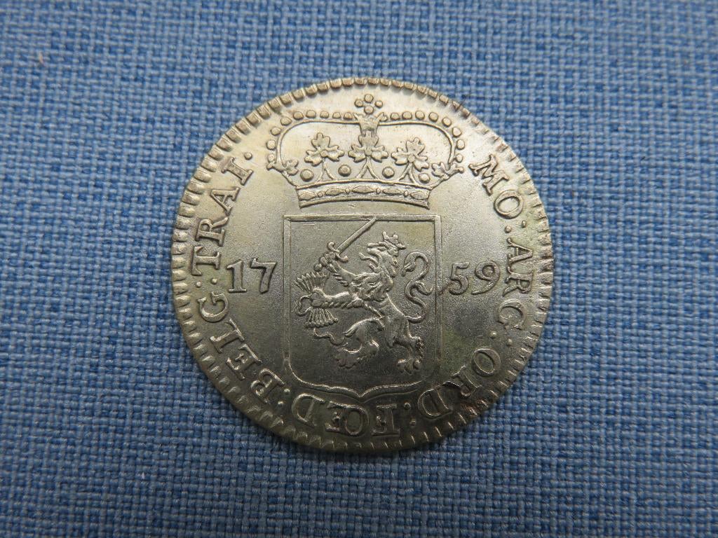 25 cent in zilver – Utrecht 1759 - bodemvondst, Vóór koninkrijk, Zilver, 25 cent, Ophalen of Verzenden