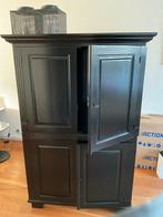 Zwarte houten kast met dubbele deuren, Huis en Inrichting, Ophalen, Gebruikt