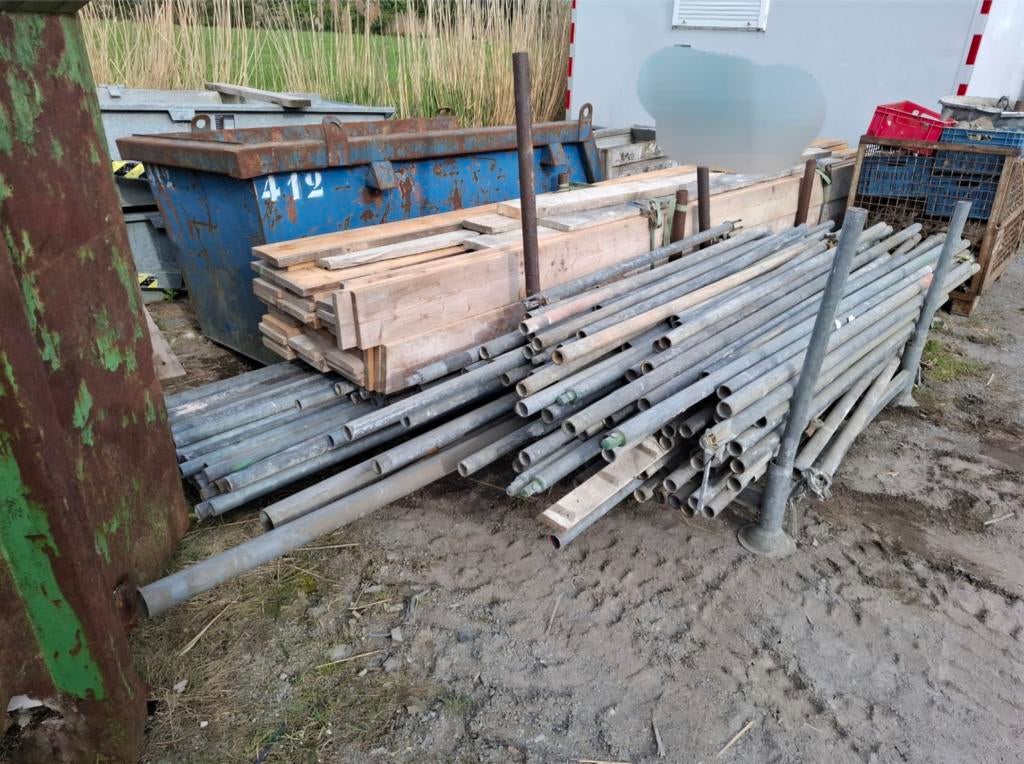 Partij stalen steiger, Doe-het-zelf en Verbouw, Steigers, Gevelsteiger, 5 meter of hoger, Ophalen of Verzenden