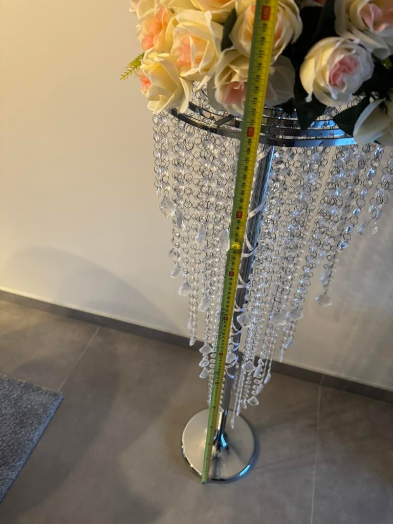 Elegante bloemenzuil met kristallen, Huis en Inrichting, Woonaccessoires | Zuilen en Pilaren, Ophalen, Zo goed als nieuw