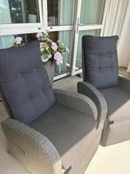 2 tuinstoelen incl. 2 antraciet kussens, Kunststof, Zo goed als nieuw, Stoel, Tuinset