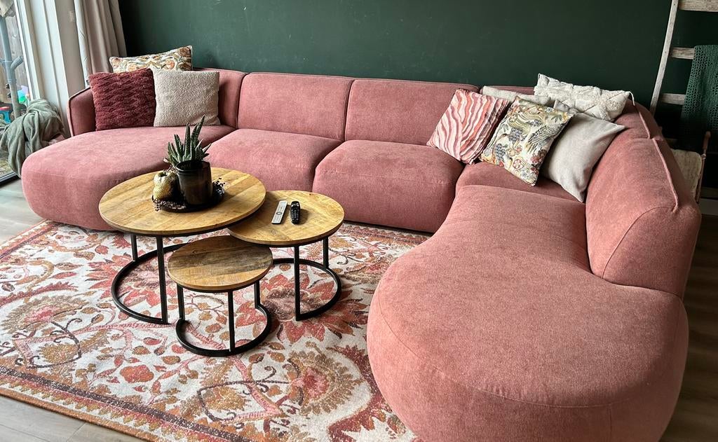 Grote roze hoekbank, Huis en Inrichting, Ophalen, Zo goed als nieuw
