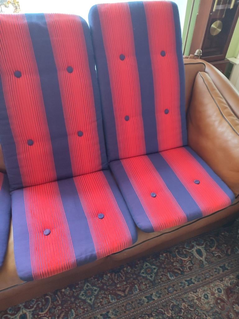 Tuinkussens set van 4 plus 2 voor voetenbankjes, Ophalen, Gebruikt, Eenpersoons, Vintage