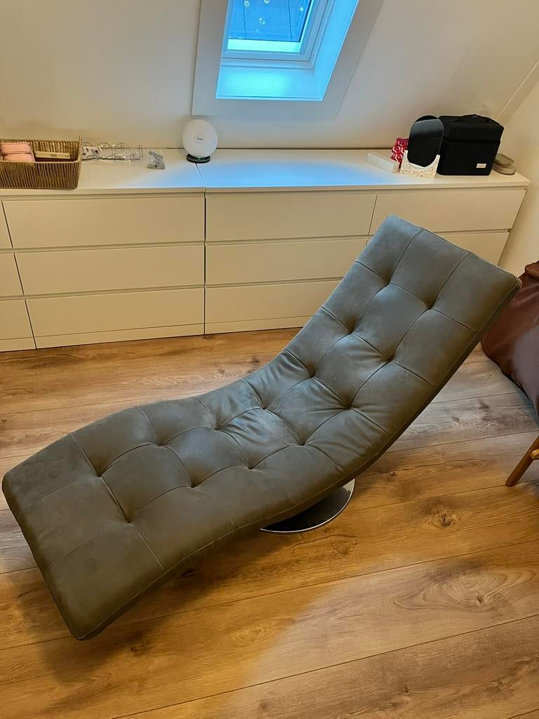 Bieden vanaf €150 // Sofa - grijs buffelleer, Ophalen, Eenpersoons, Zo goed als nieuw, Leer