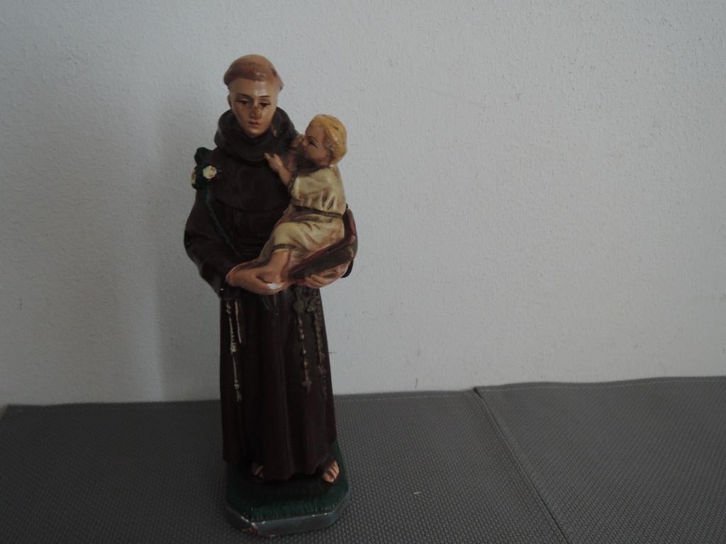 Gipsen beeld van pater Antonius met kind, Ophalen of Verzenden, Zo goed als nieuw, Beeld(je), Christendom | Katholiek