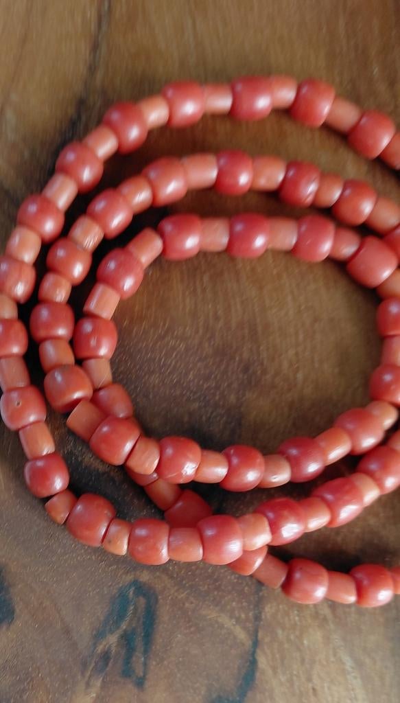 bloedkoraal ketting,zilveren slot,52 cm, Ophalen of Verzenden, Zilver, Ketting