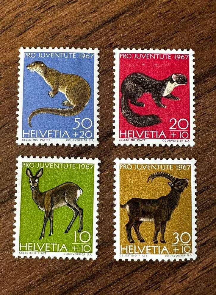 Zwitserland 1967 dieren ongebruikt, Postzegels en Munten, Postzegels | Europa | Zwitserland, Ophalen of Verzenden