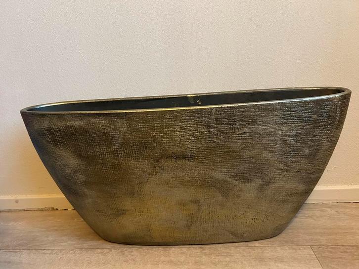 Gouden vaas met print - Intratuin, Huis en Inrichting, Woonaccessoires | Vazen, Zo goed als nieuw, Overige kleuren, Minder dan 50 cm