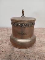 Antieke koperen tabakspot met deksel - 12 cm diameter, Antiek en Kunst, Ophalen of Verzenden