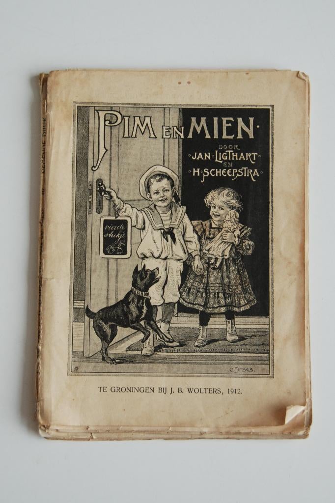 Kinderboek Pim en Mien J Ligthart H. Scheepstra Jetses 1912, Antiek en Kunst, Antiek | Boeken en Bijbels, Verzenden
