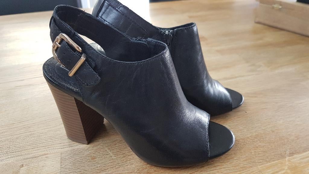 5th Avenue, leren zwarte open schoenen, maat 36, Pumps, Zwart, Ophalen of Verzenden, Zo goed als nieuw